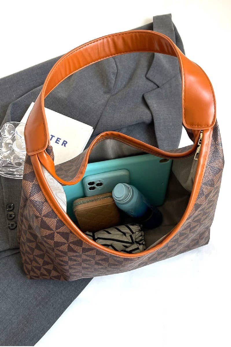 Vegan Leather Boheme Hobo Shoulder Tote Bag: BROWN