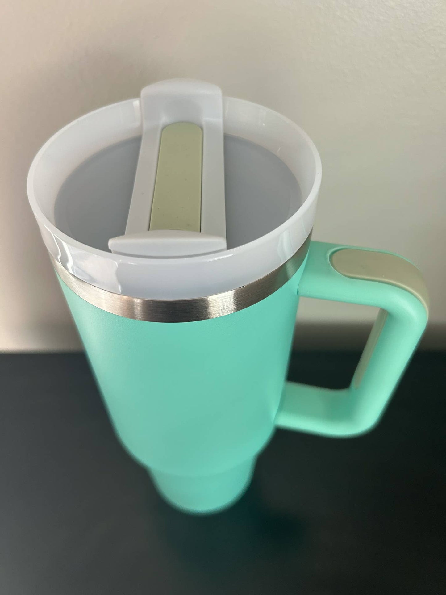 40 oz Stainless Steel Tumbler with Handle, Straw Included - Eucalyptus