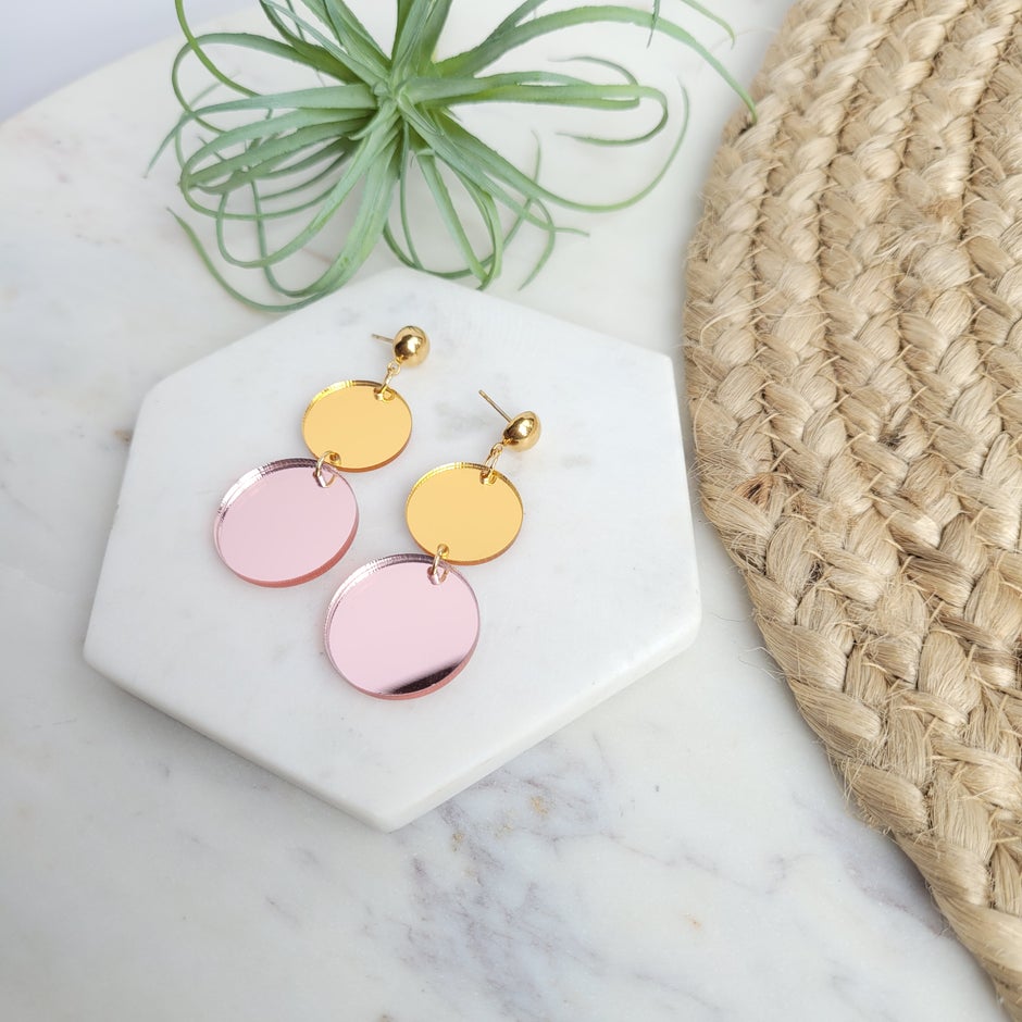 Addison Earrings - Mirrored Gold and Rose Gold