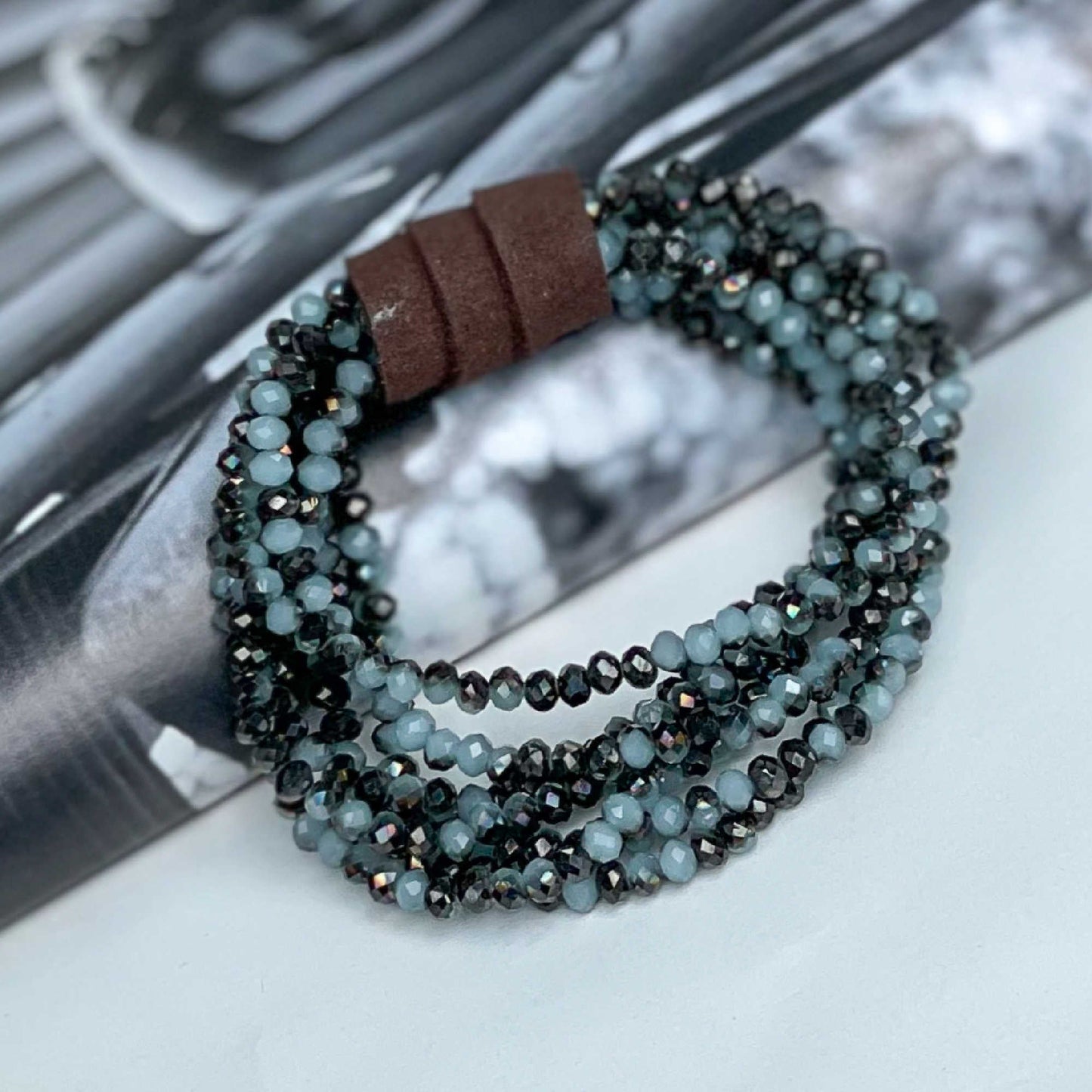 7-LAYER CRYSTAL BEAD BRACELET STACK