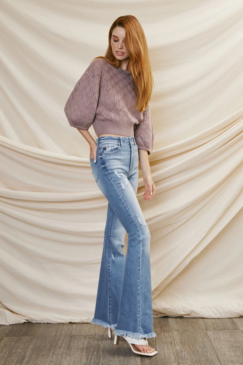 Women’s Kancans - High Rise Flares with Fray - Long