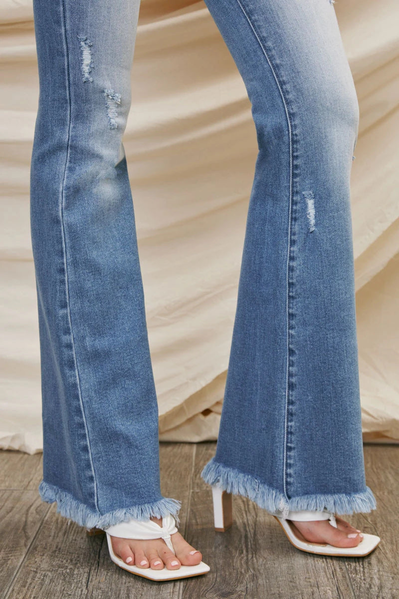 Women’s Kancans - High Rise Flares with Fray - Long