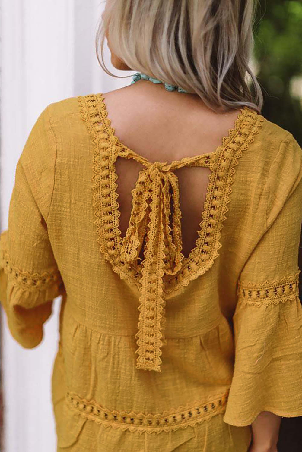 Crochet 3/4 Flared Sleeve Shirt