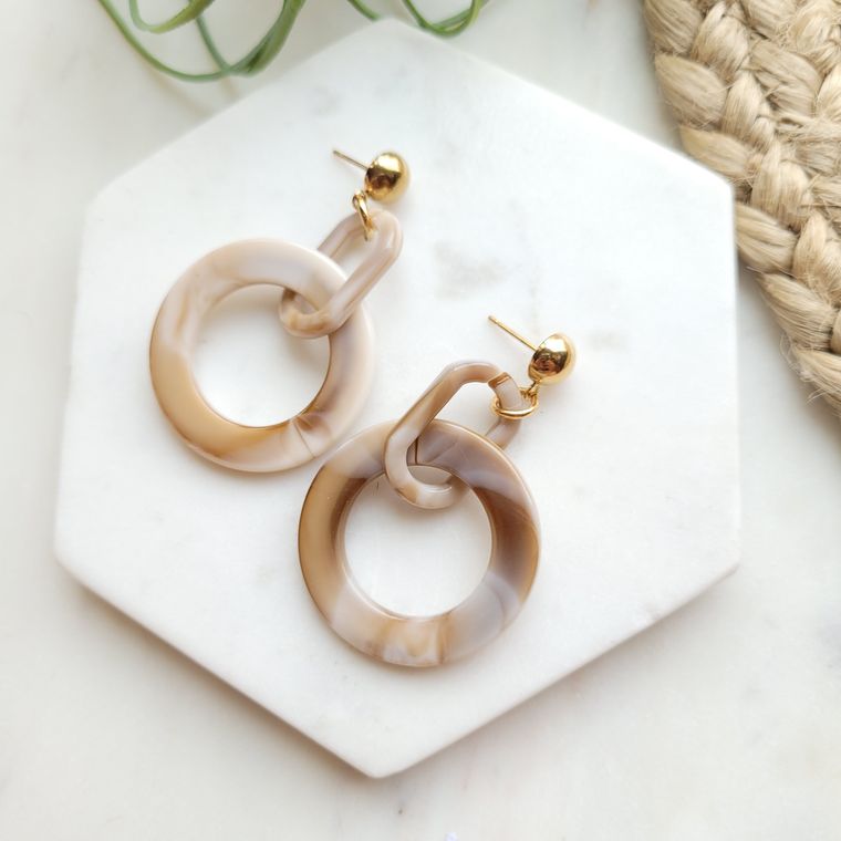 Cora / Resin Earrings with 18k Gold Plated Post Stainless Steel Posts