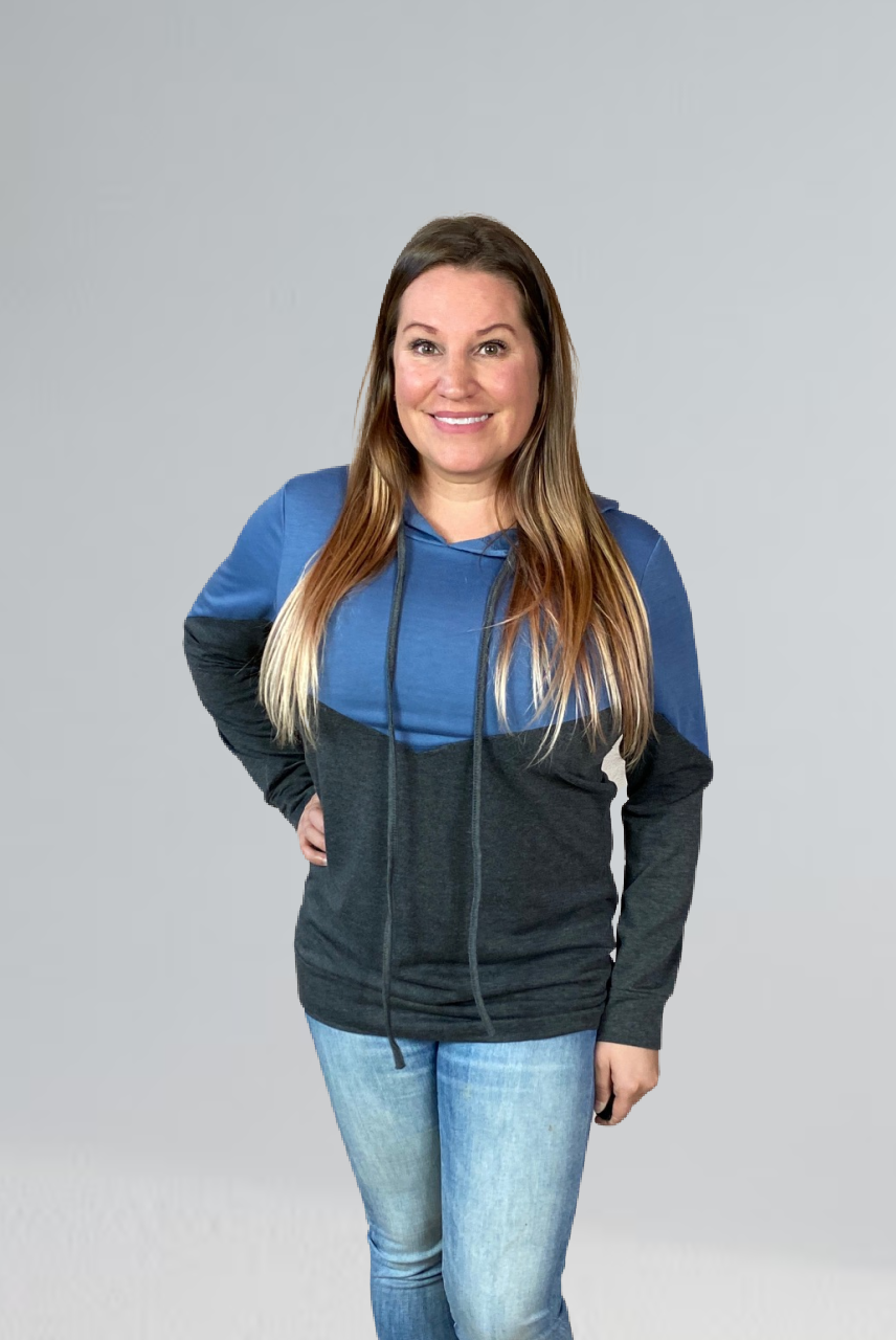 Zigzag Hoodie in Blue