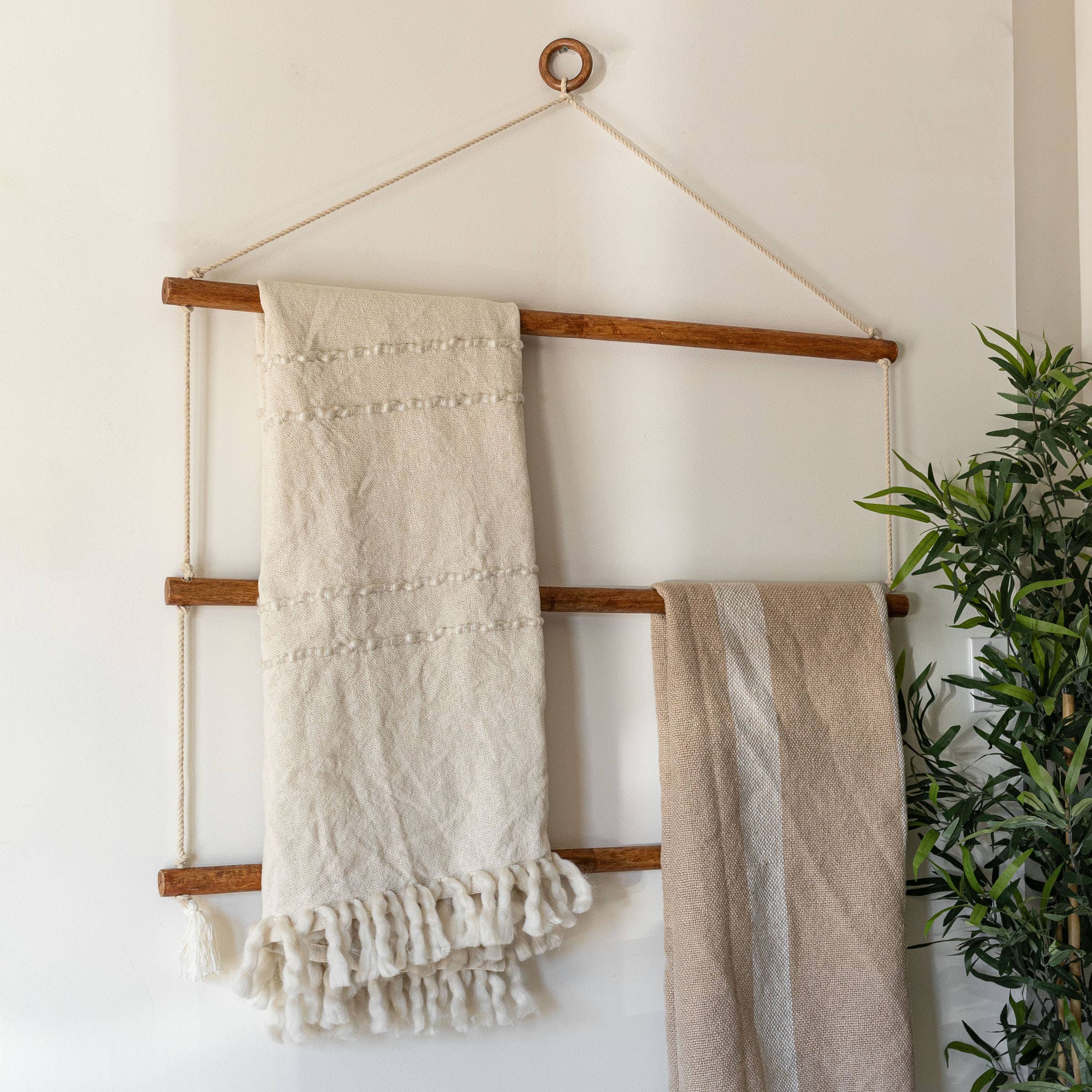 blanket ladder plant hanger Macrame Hanging Blanket Ladder Wide No – Hickory Ridge Boutique