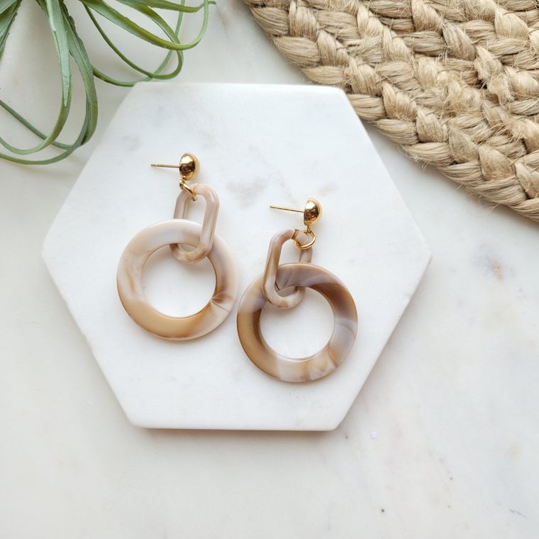 Cora / Resin Earrings with 18k Gold Plated Post Stainless Steel Posts