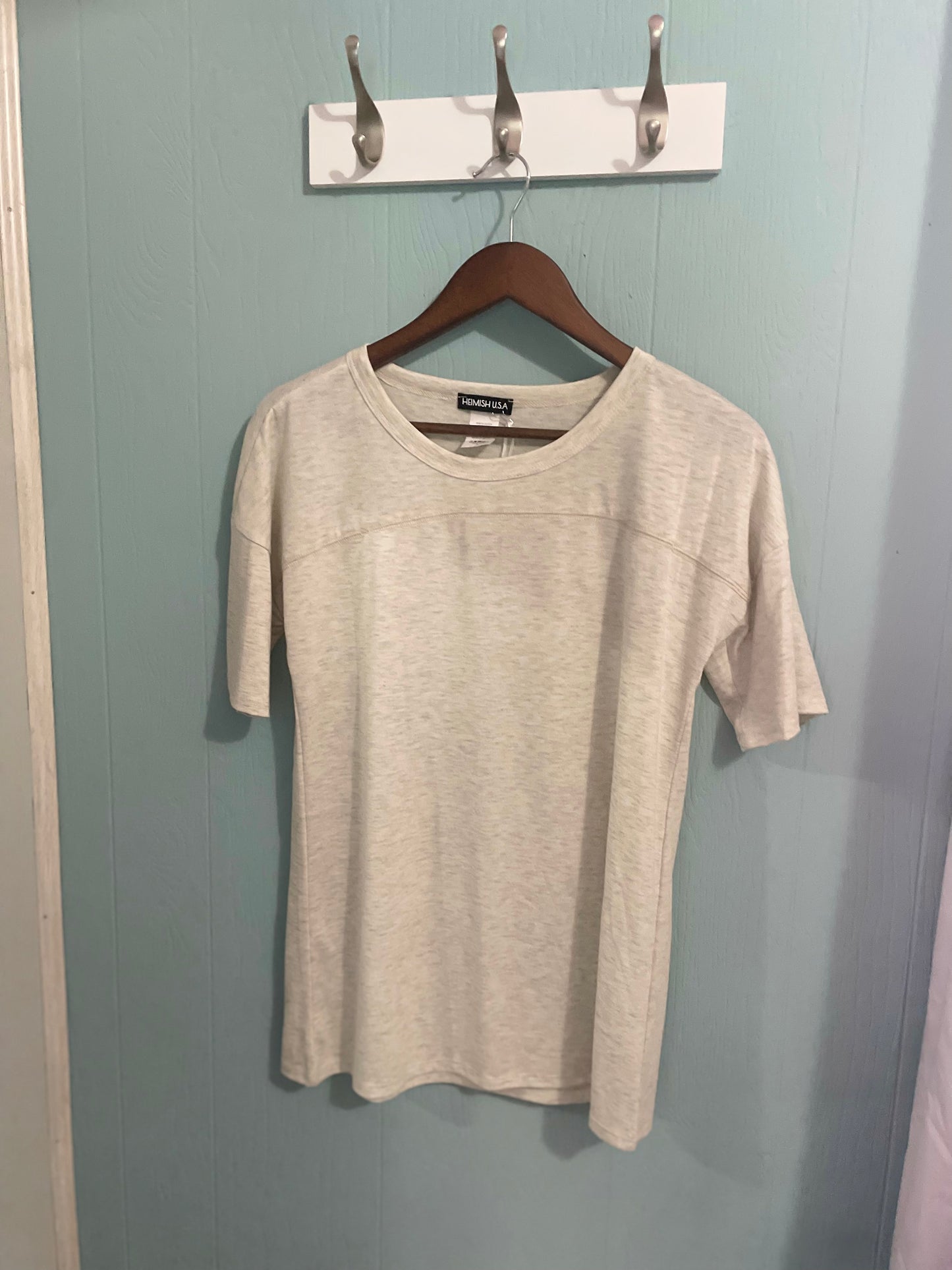 OATMEAL TOP WITH STITCH - 1/2 SLEEVE