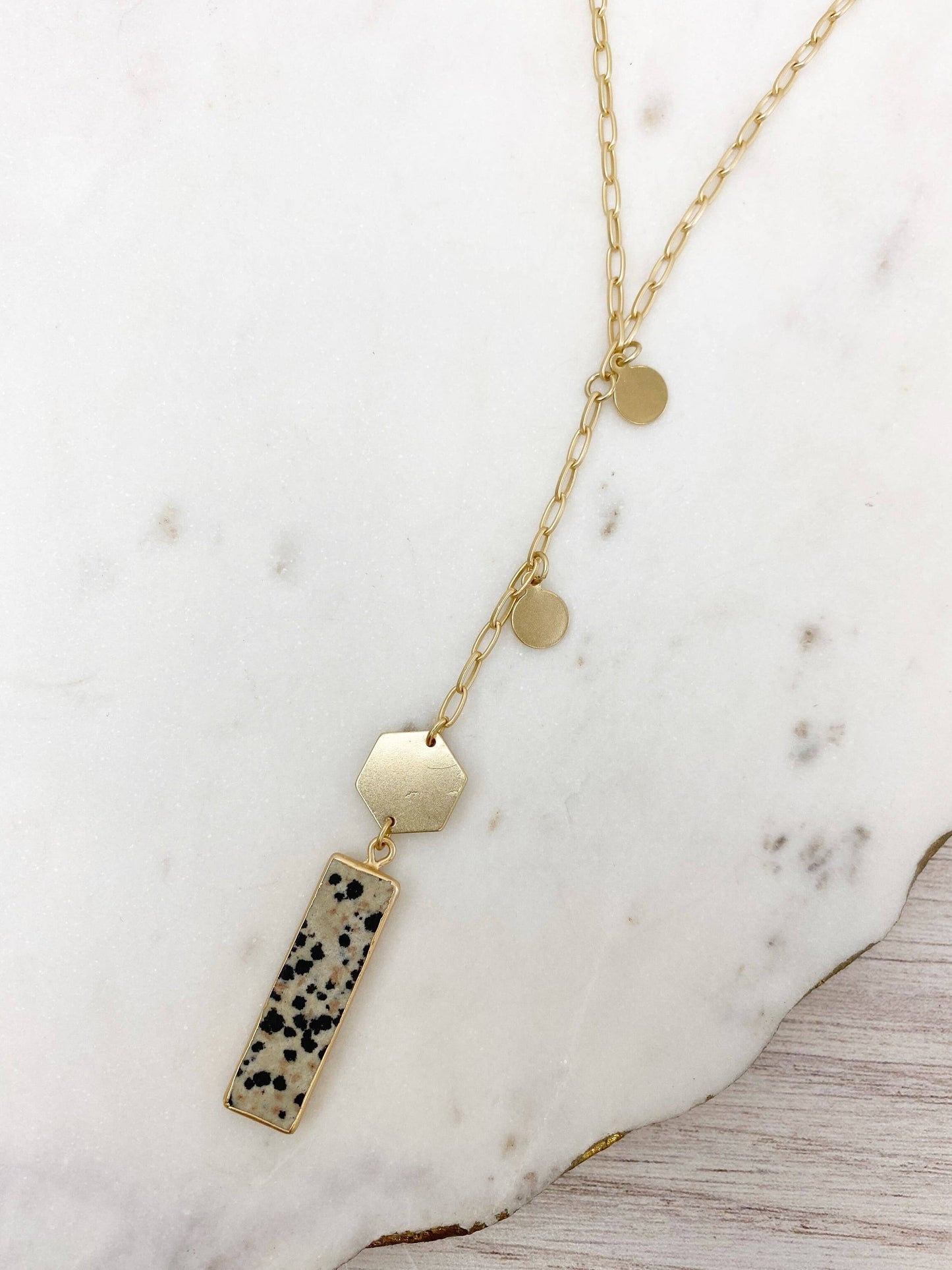 Long Semi Precious Bar Pendant Necklaces