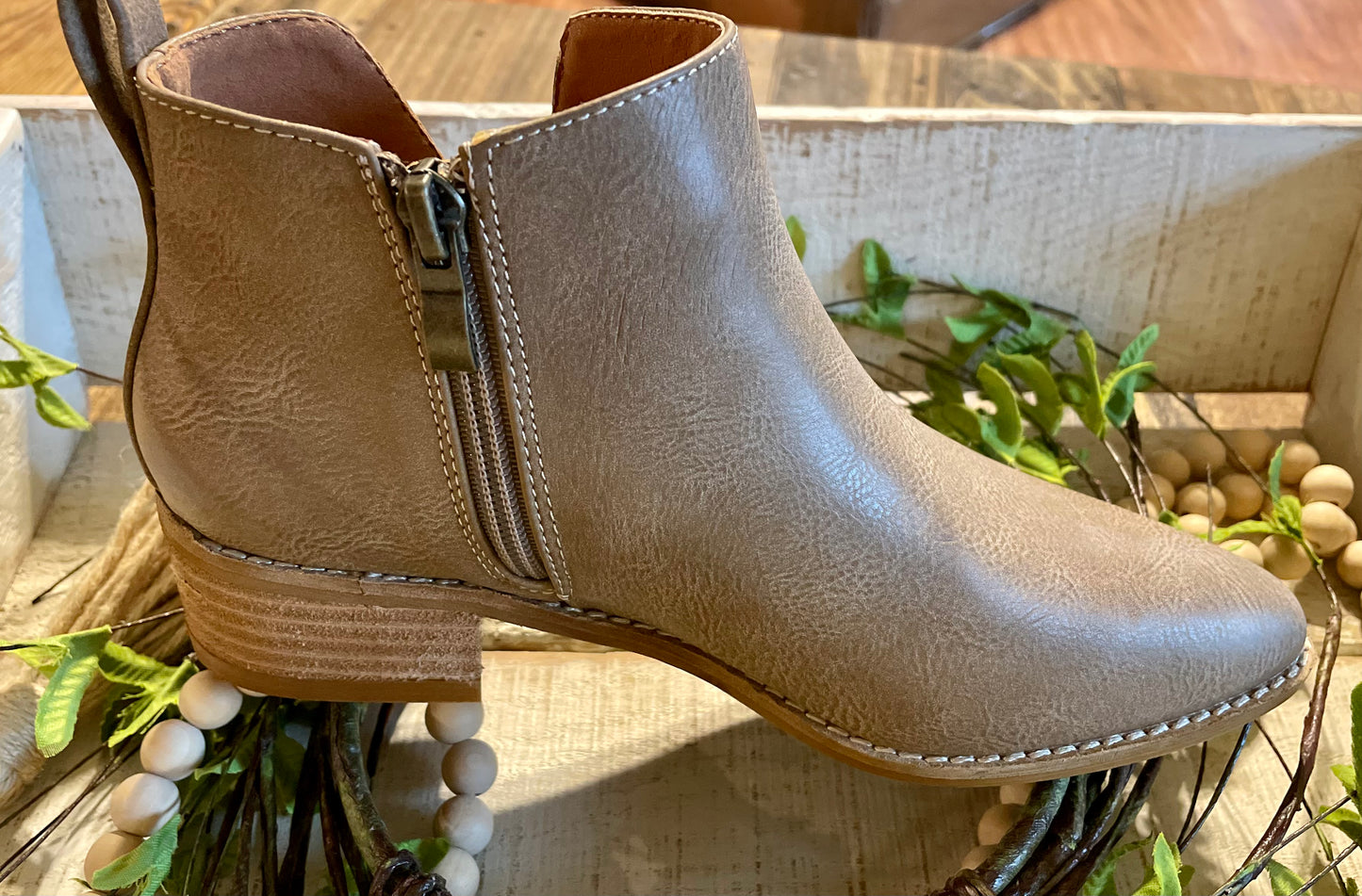 Taupe Side Cut Out Booties