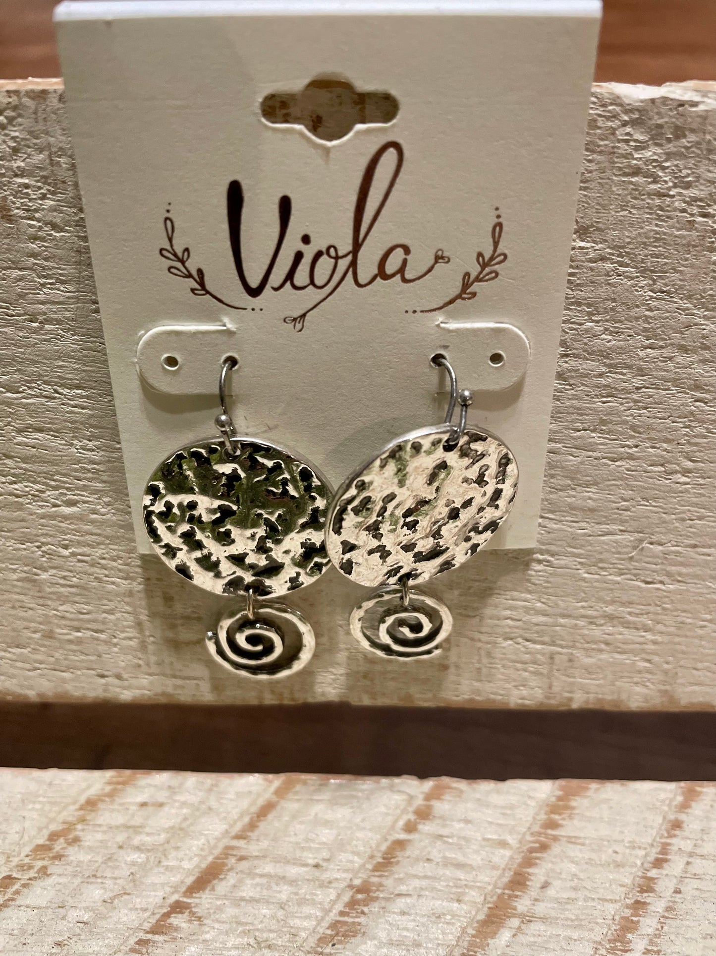 Viola Silver Coin Twirl Earrings