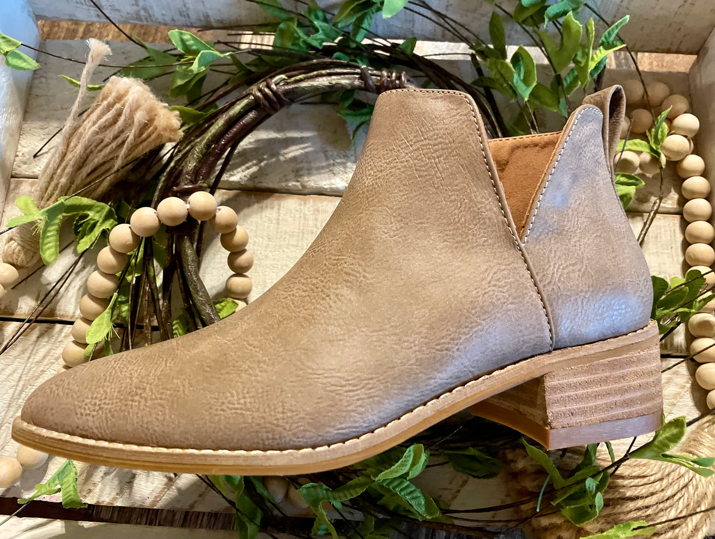 Taupe Side Cut Out Booties