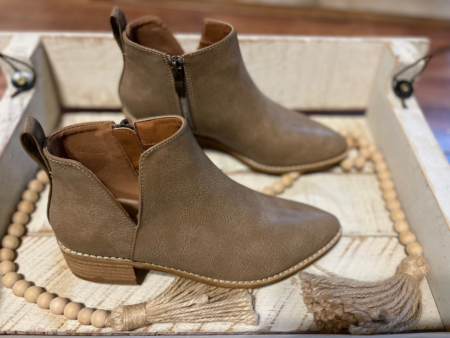 Taupe Side Cut Out Booties