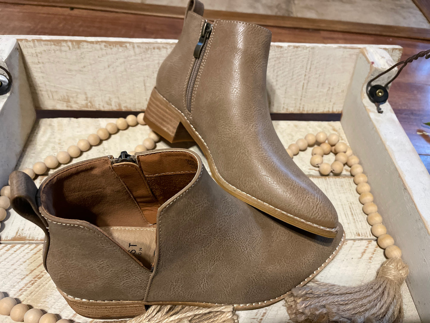 Taupe Side Cut Out Booties
