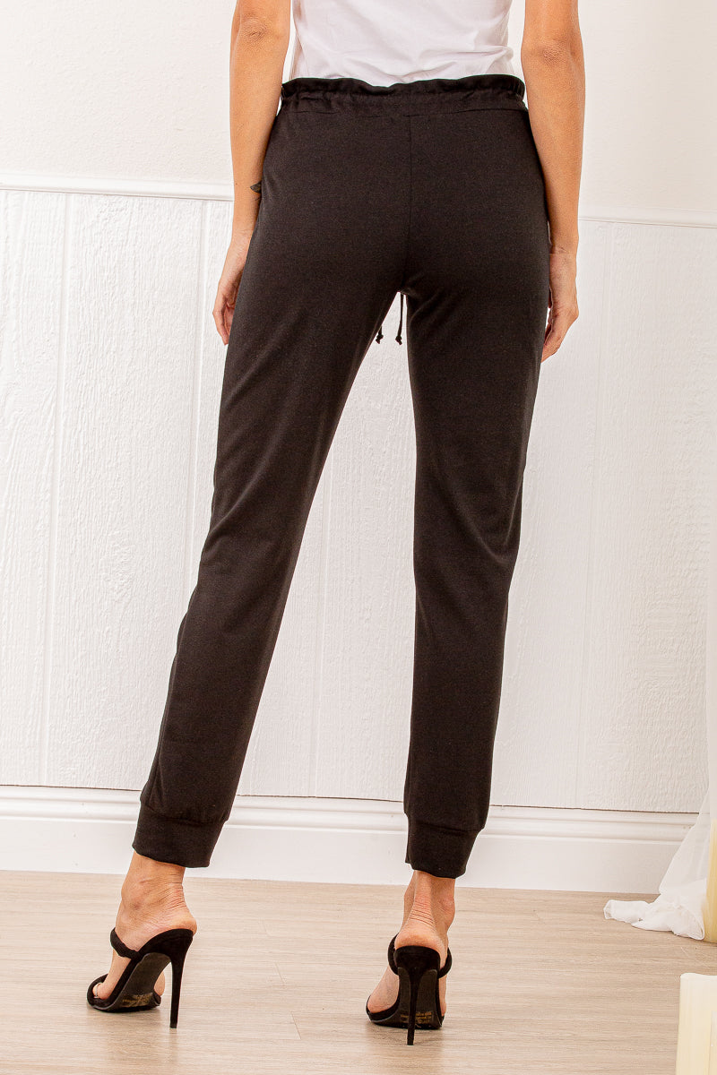 SOLID JOGGER CASUAL PANTS - CHARCOAL