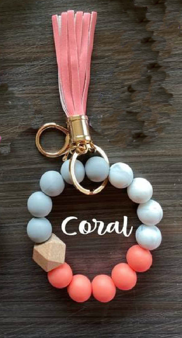 Silicone Bead Keychain Wristlet