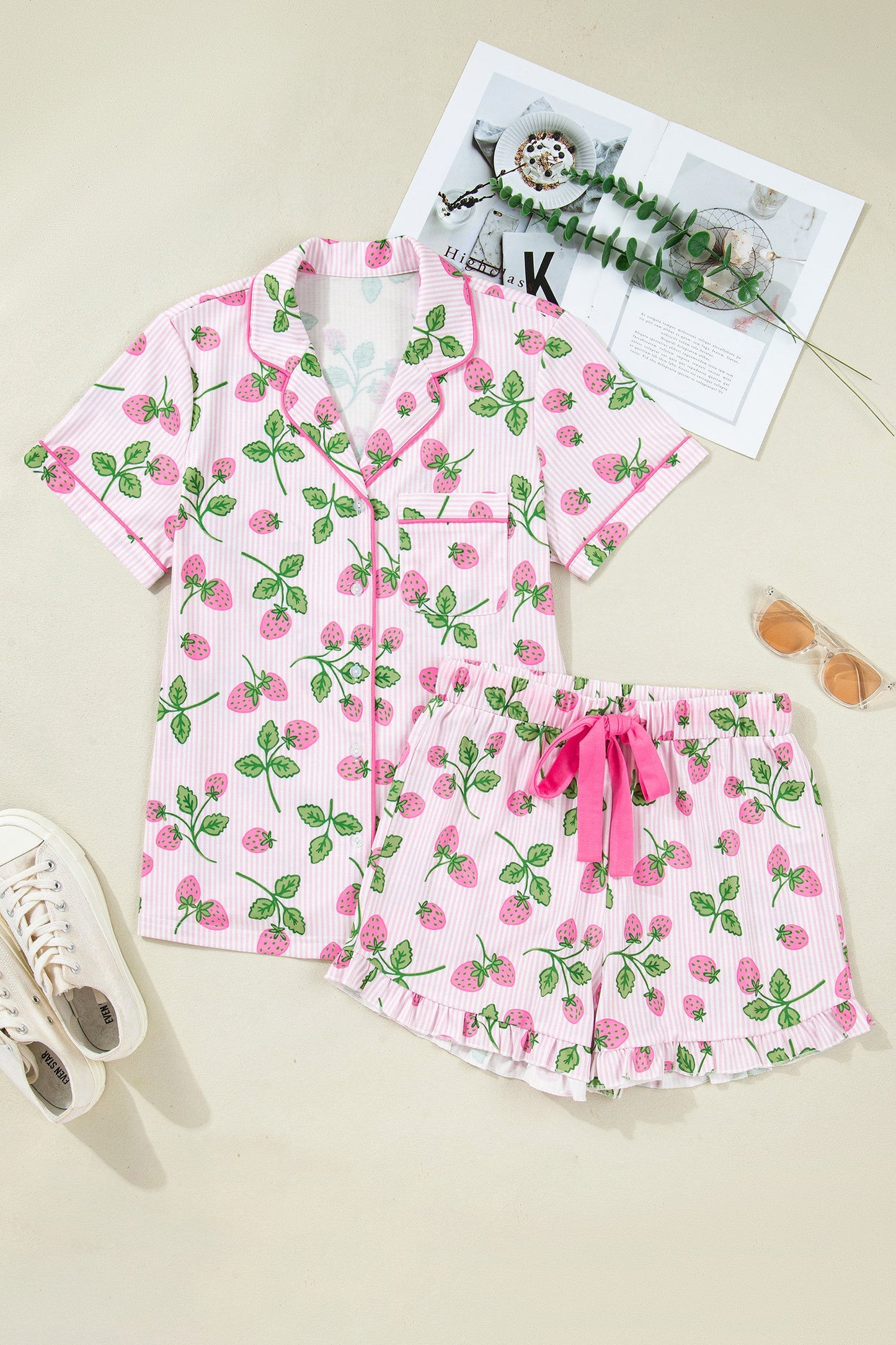 PRE-ORDER Pink Stripe Strawberry Pajama ad