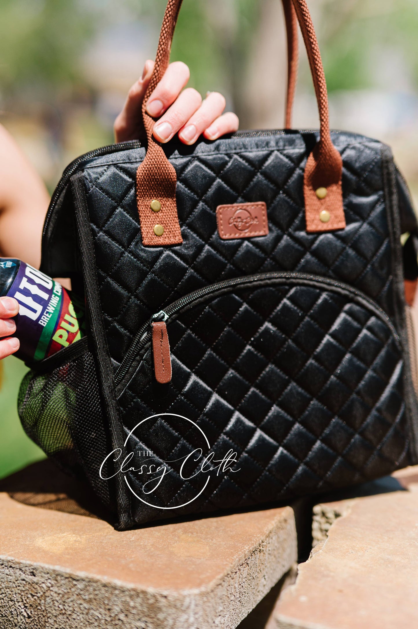 Cooler Lunch Bag - Black Quilted