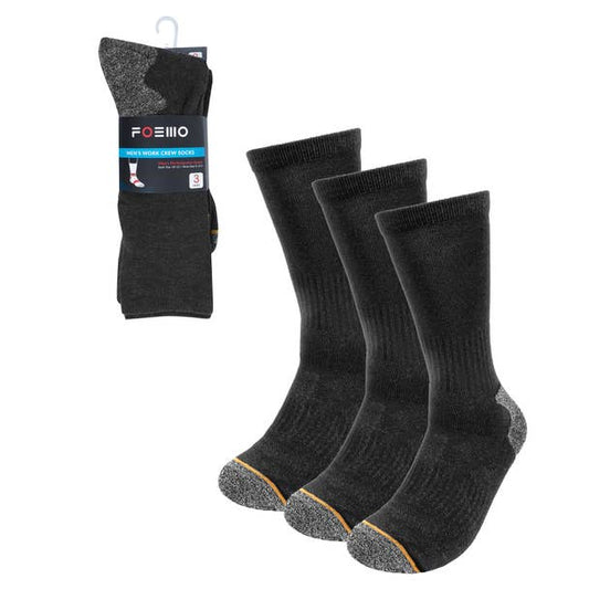 3-Pack Men's Charcoal Heavy  Duty Crew Socks