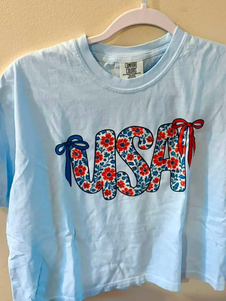Boxy Crop USA Tee