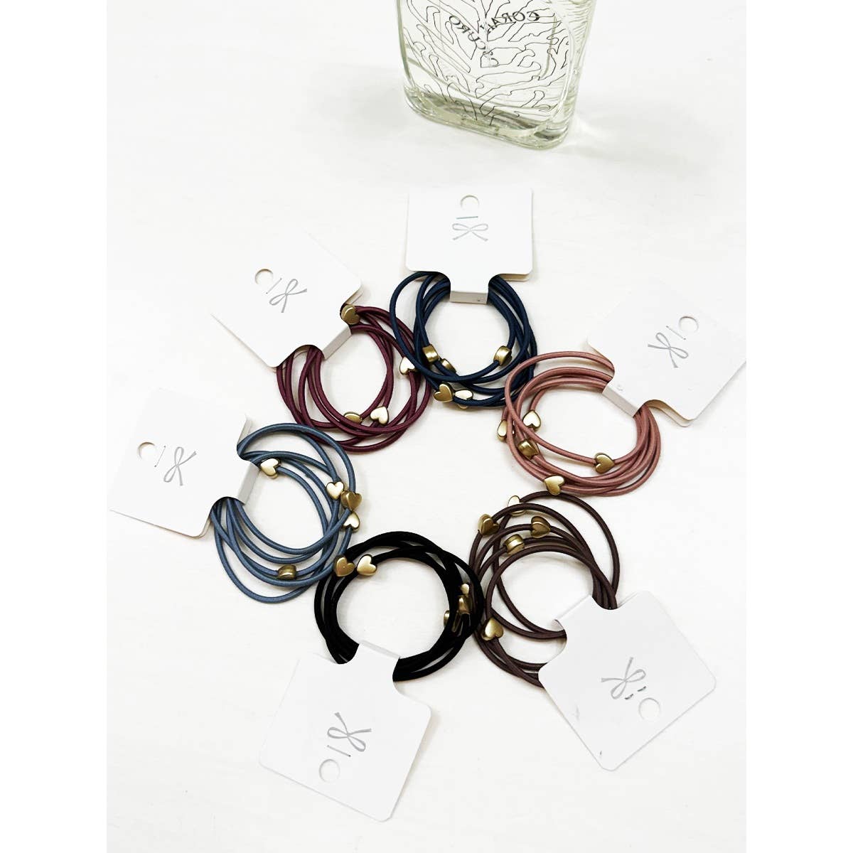 Heart Beaded Basic Hair Tie Set