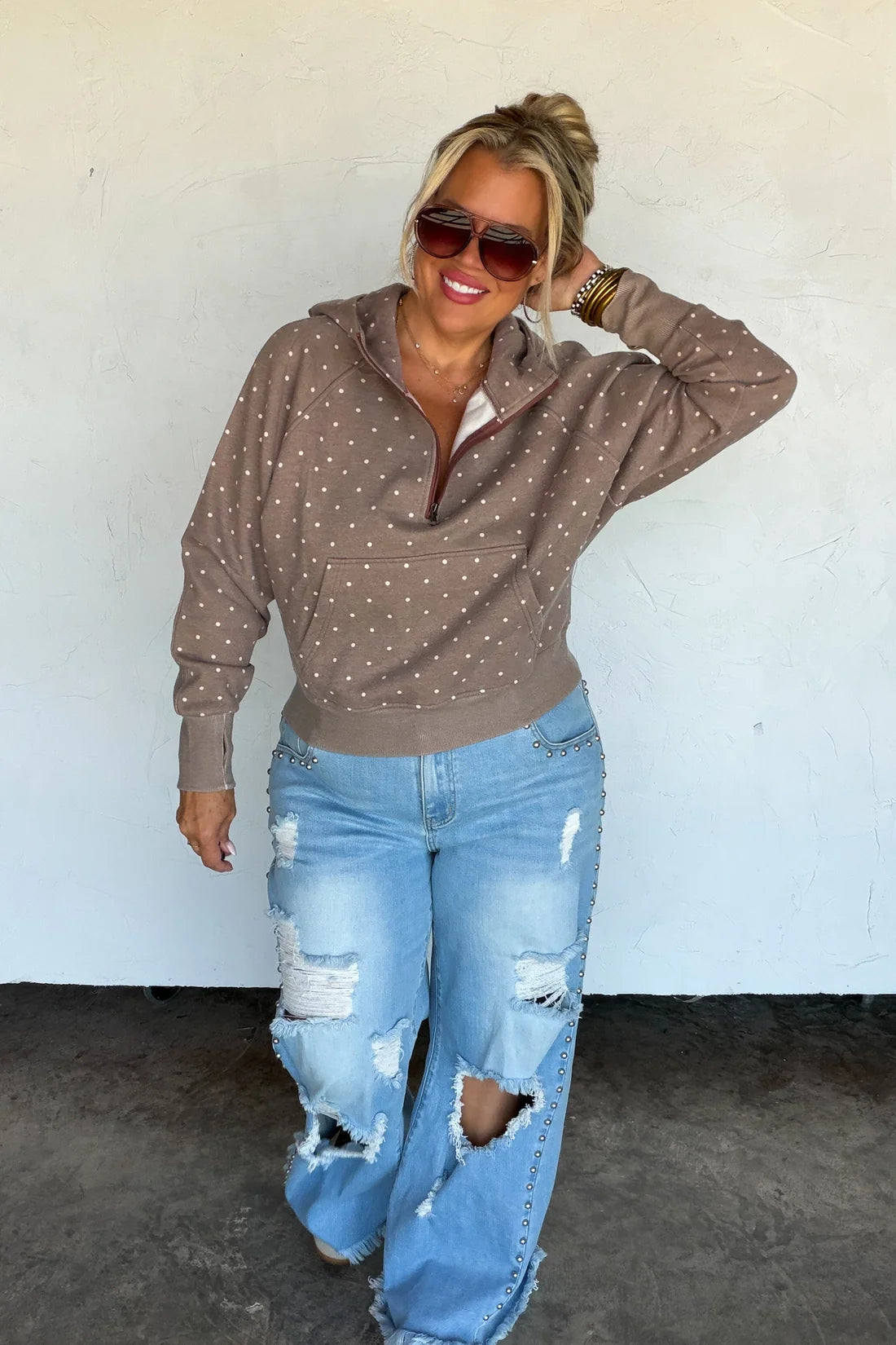 PREORDER- POLKA DOT EASY DOES IT PULLOVER