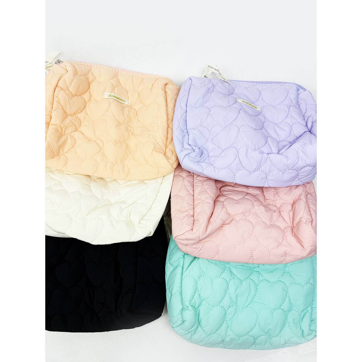 Large Heart Embossed Cosmetic Pouc