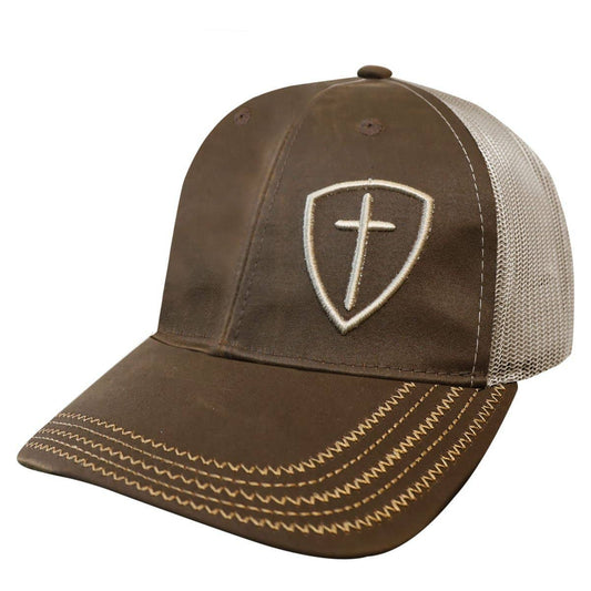 Kerusso Mens Cap Cross Shield: One Size Fits Most / Brown/Cream