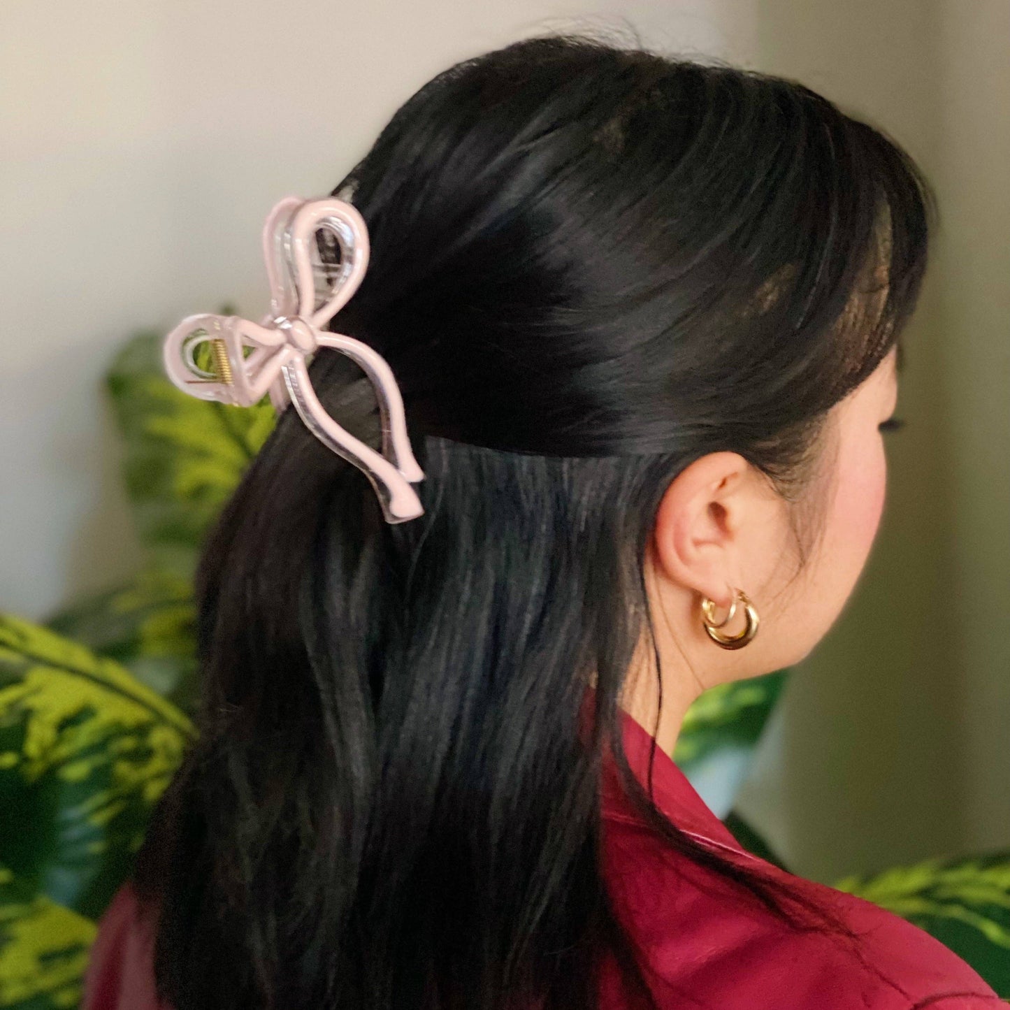 Annie Bow Hair Claw Set Of 3: Pink