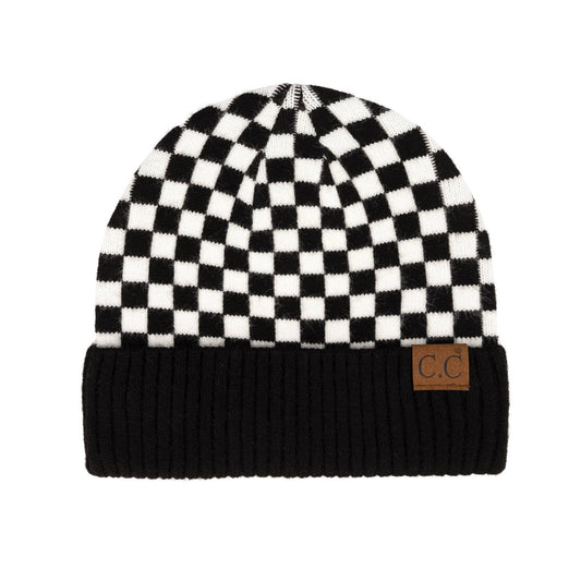 CC Wool Check Pattern Beanie