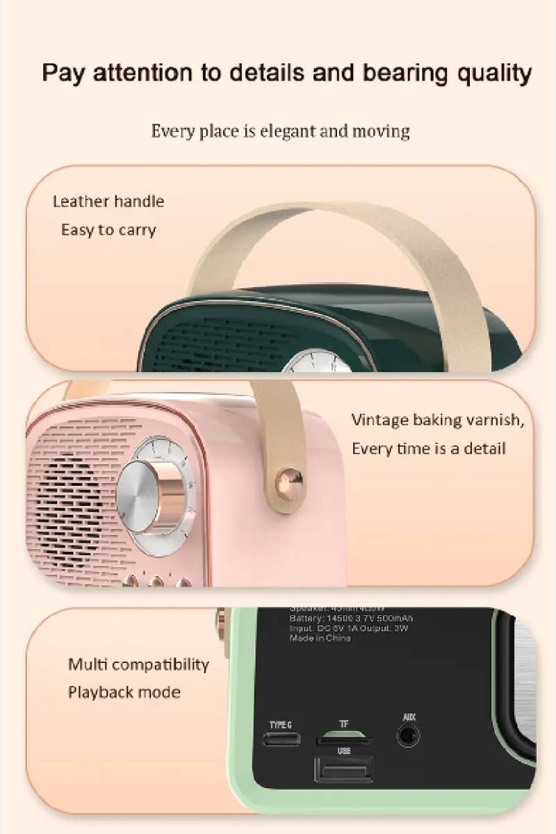 Mini Retro Fm Radio & Bluetooth Multifunction Speak