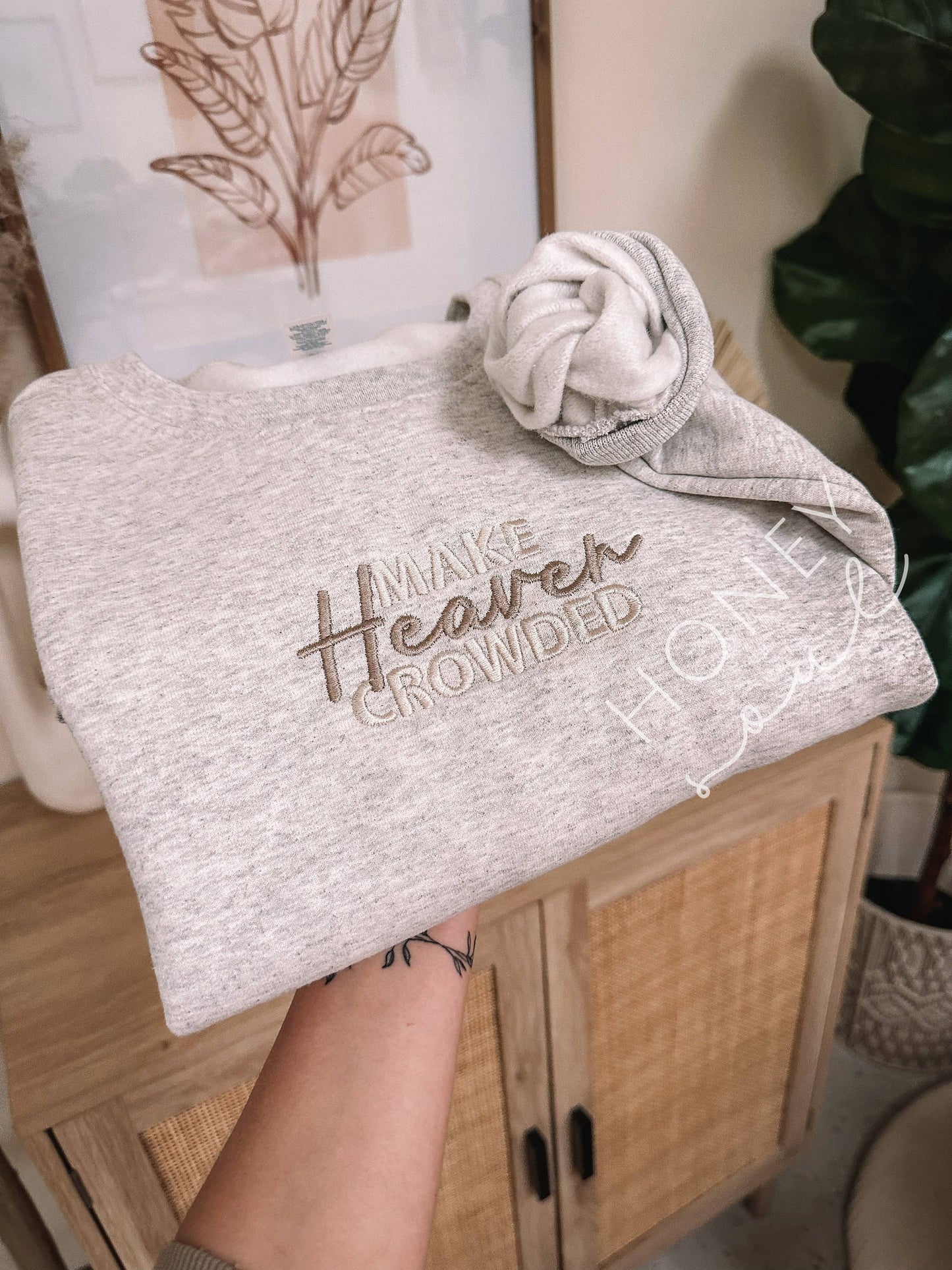 Make Heaven Crowded Embroidered Sweatshirt: Oatmeal Heather