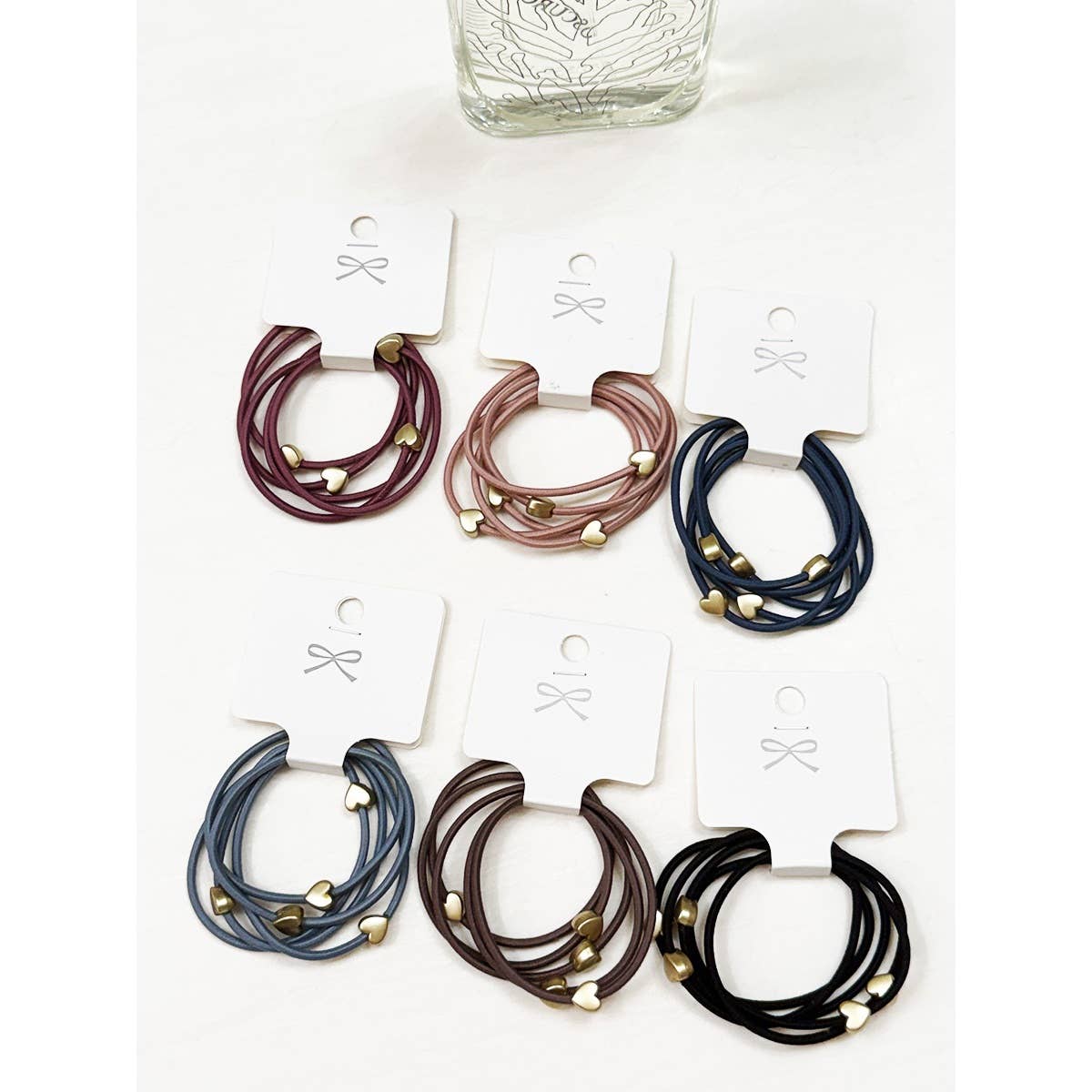 Heart Beaded Basic Hair Tie Set