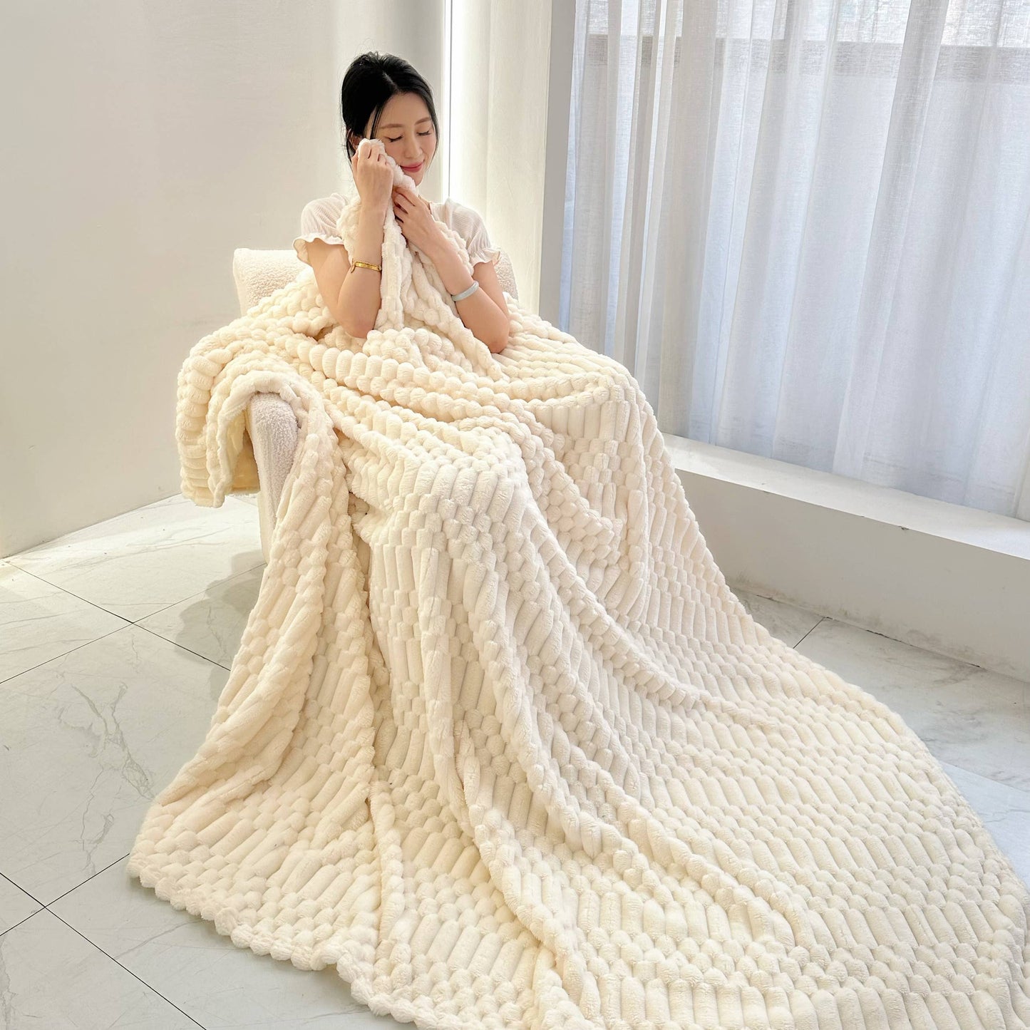 Turtle Fleece Throw – Bubble-Texture Ultra Plush Blanket for Cozy Comfort: 50x60" (130x150cm)