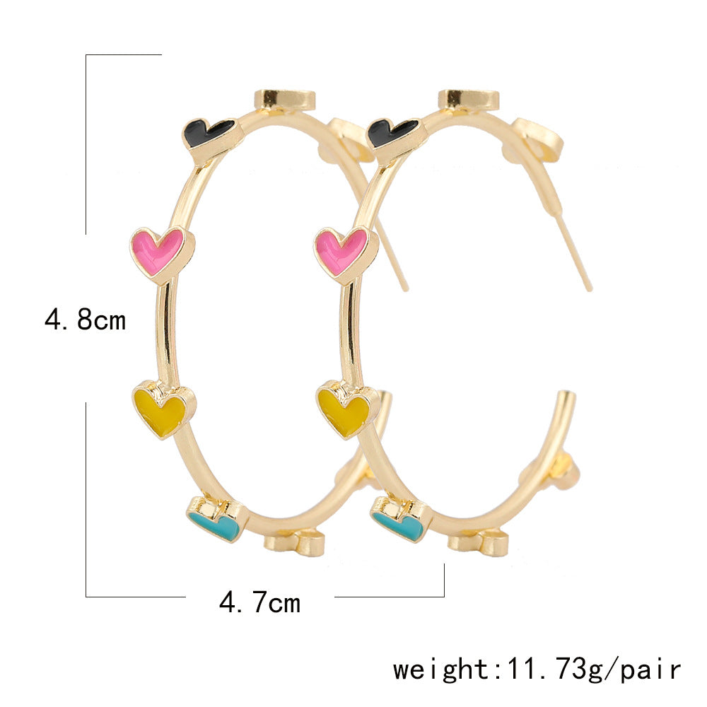 Multi-Colored Heart Hoops