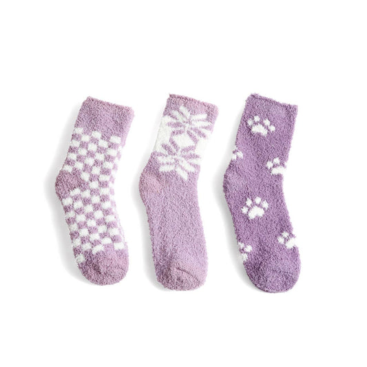 Ladies Fuzzy Socks - Purple set