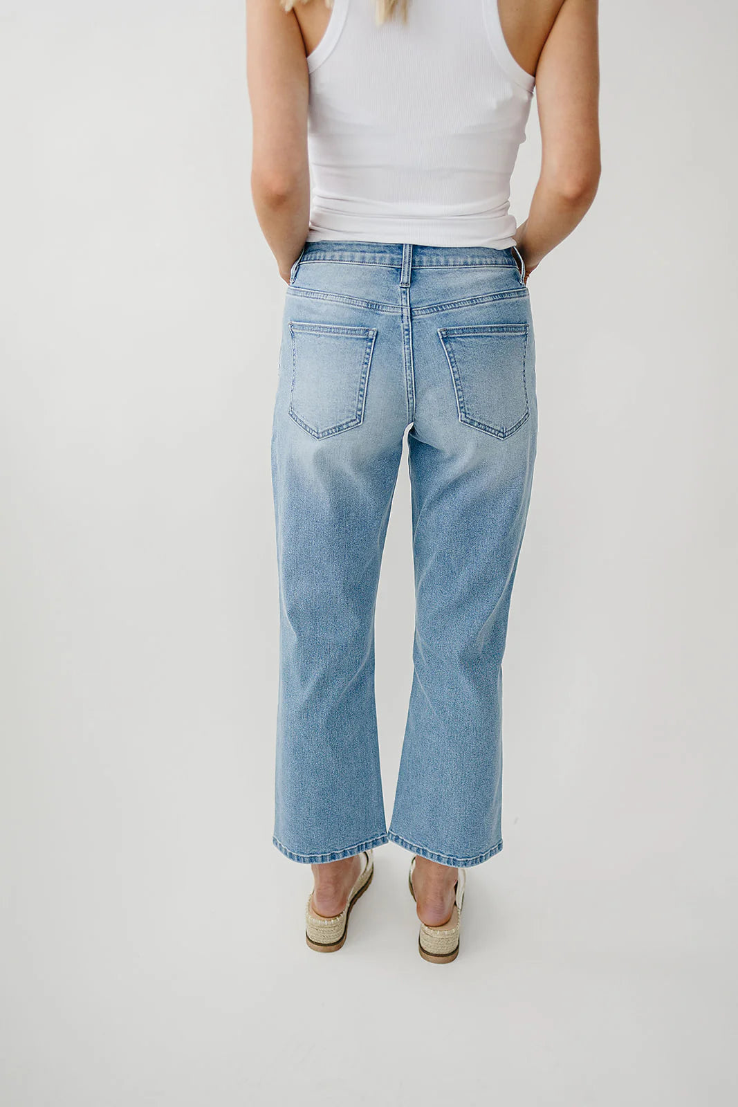 Hi-Rise Non-distressed Cropped Wide Leg Jeans