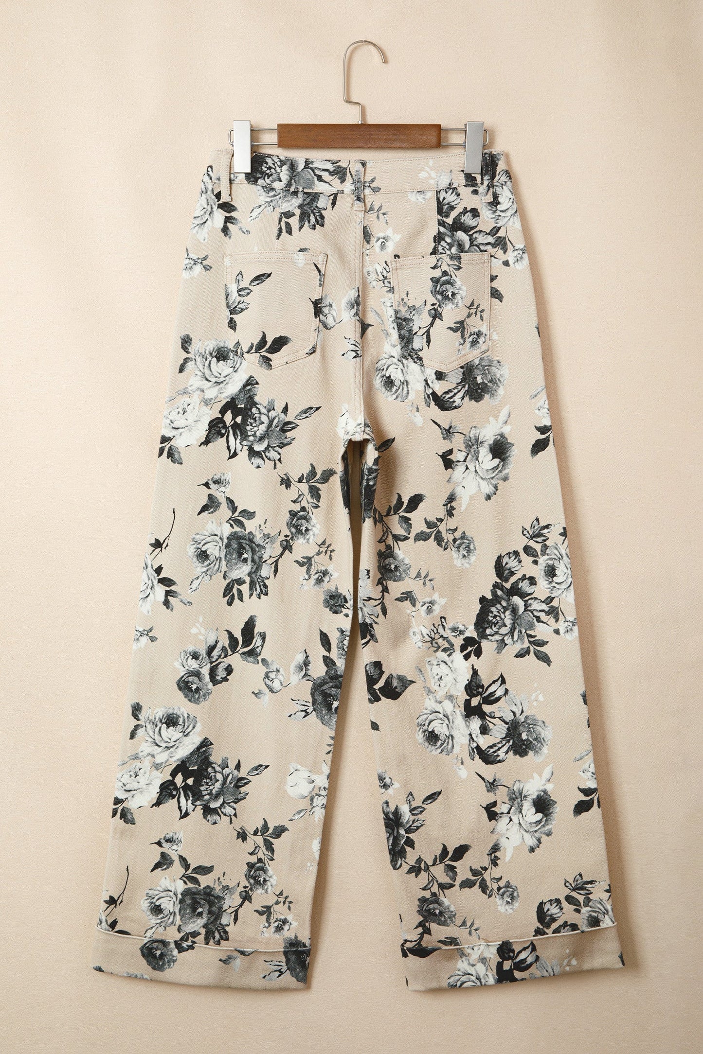 PRE-ORDER Beige Retro Loose Cuffed Jeans