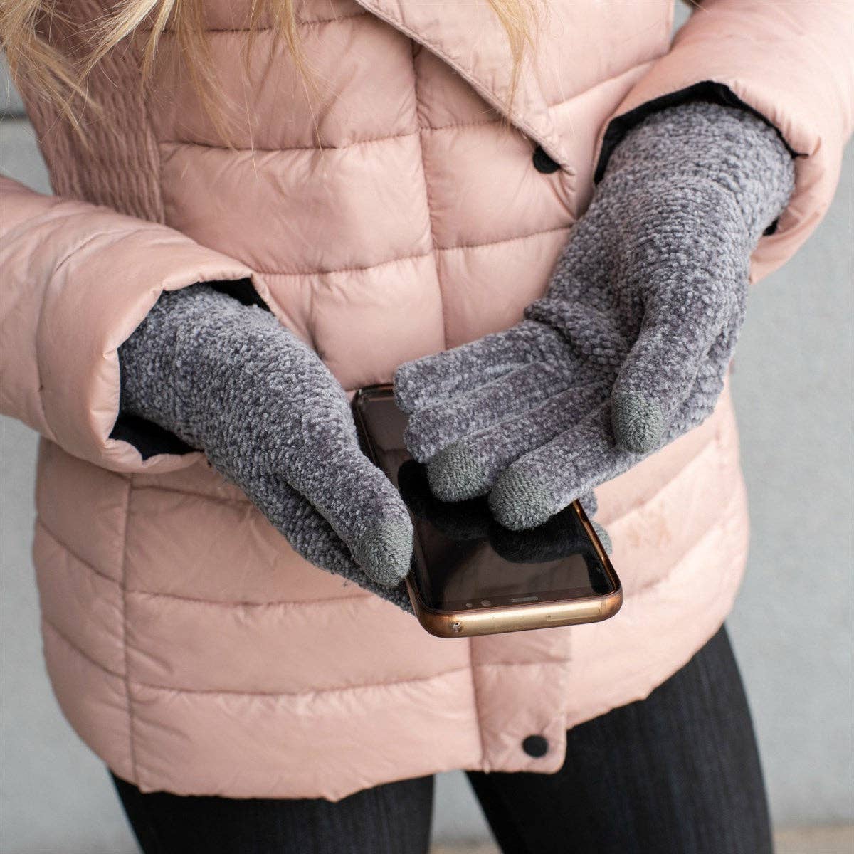 CC Chenille Touchscreen Glove -Light Melange Grey