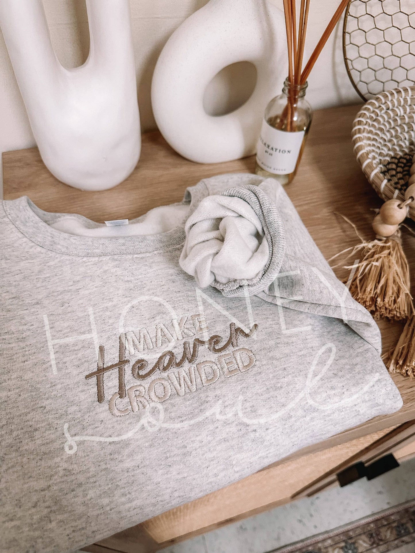 Make Heaven Crowded Embroidered Sweatshirt: Oatmeal Heather