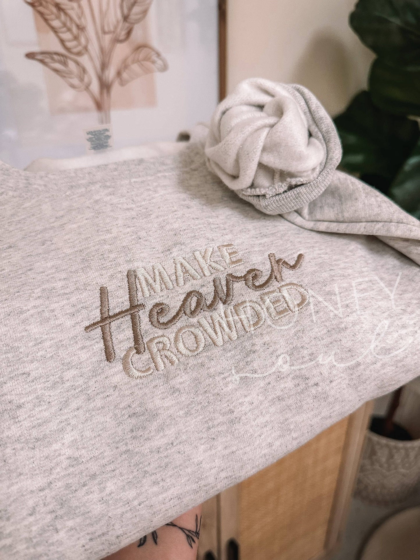Make Heaven Crowded Embroidered Sweatshirt: Oatmeal Heather
