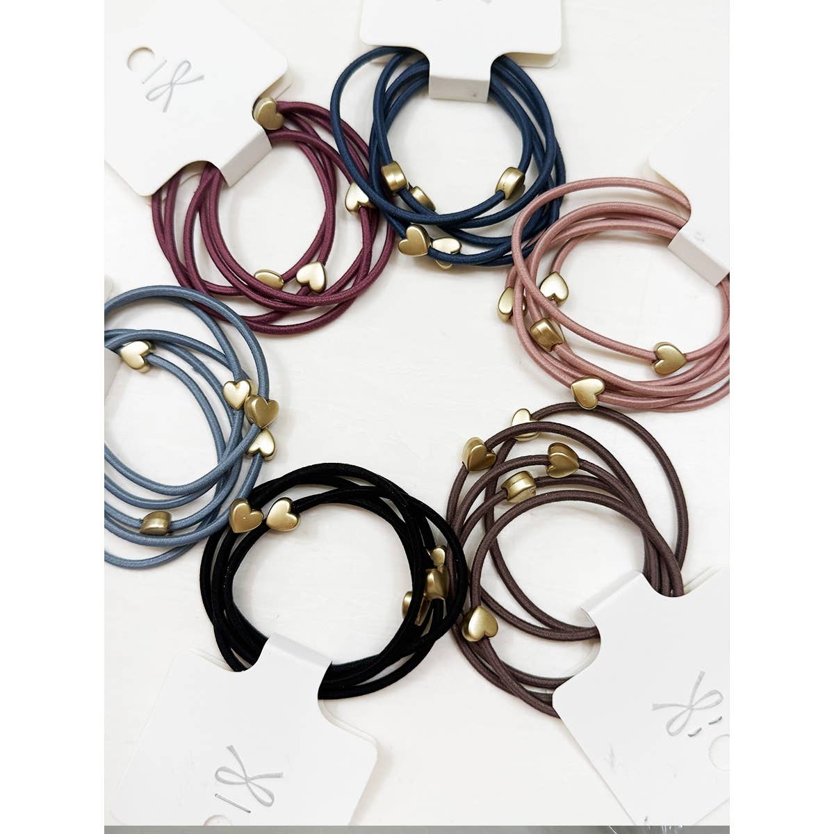 Heart Beaded Basic Hair Tie Set