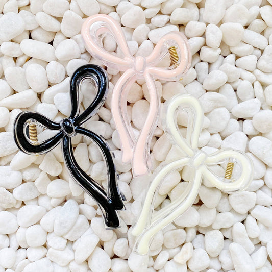 Annie Bow Hair Claw Set Of 3: Pink