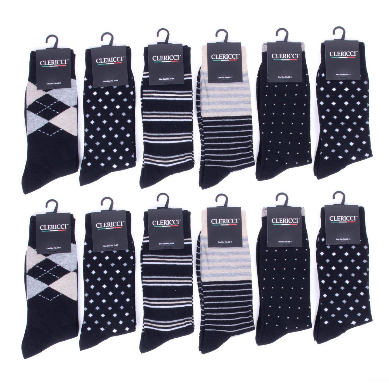 Men Assorted Black Fancy Pattern Poly Socks