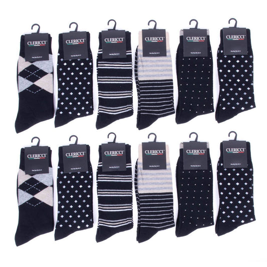 Men Assorted Black Fancy Pattern Poly Socks