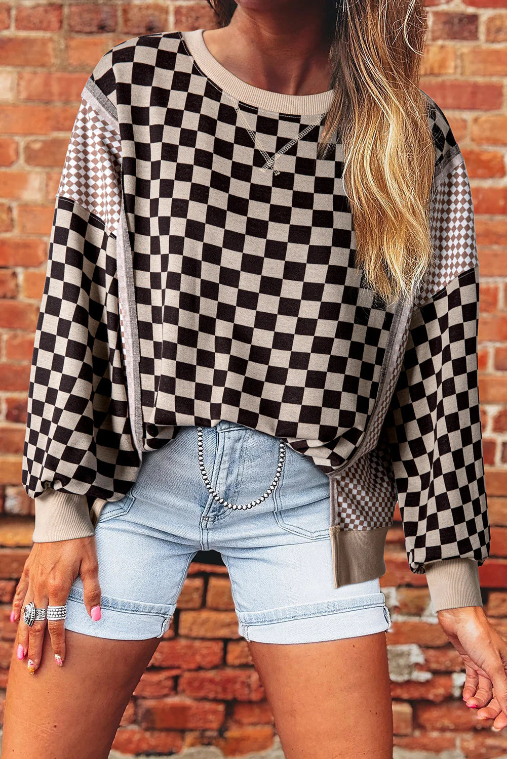 PRE-ORDER Khaki Mixed Checkered Top