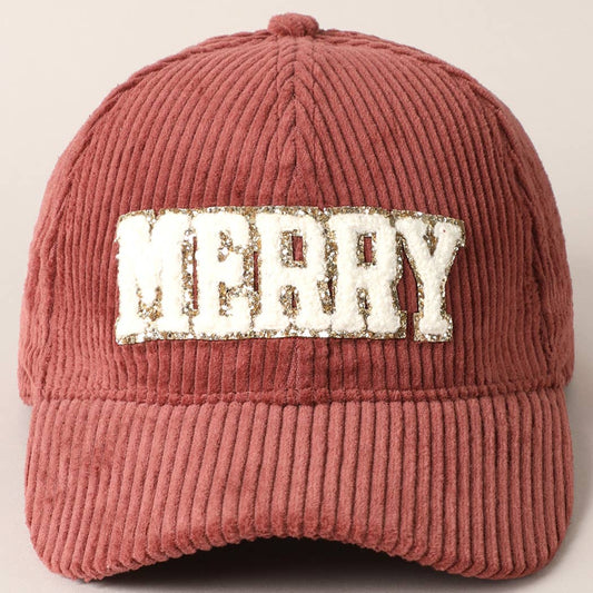 MERRY Embroidery Patch Corduroy Cap / ONE SIZE