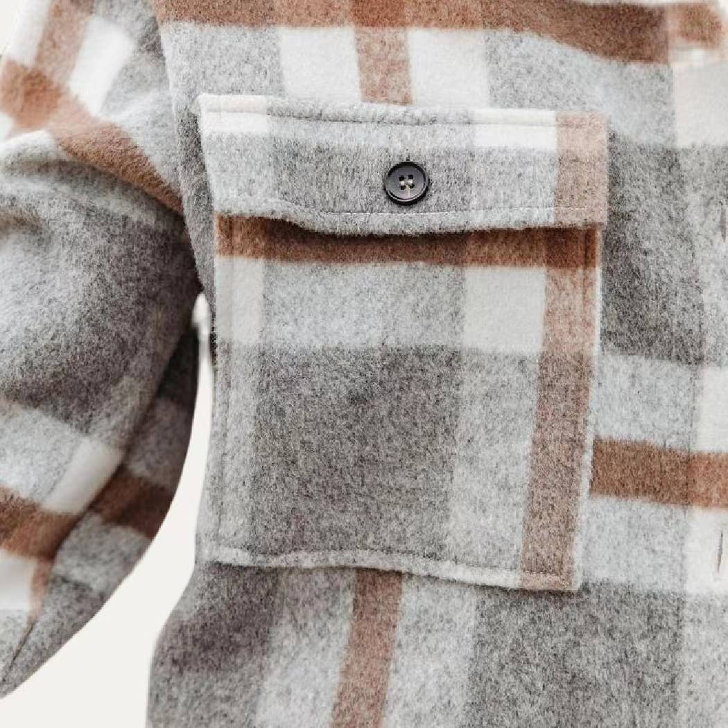 Prime Time Classic Multi Plaid Collared Button Down Shacket