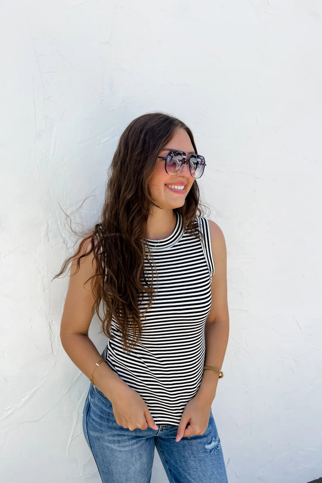 Bianca Basic Stripe Ribbed Tank