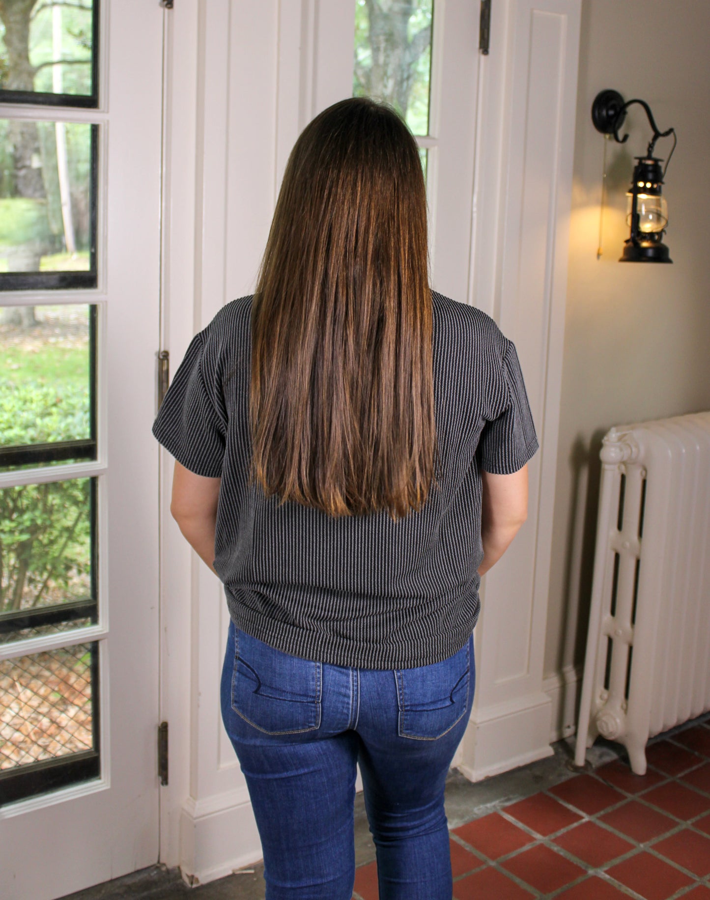 Grey Knit Pocket Tee